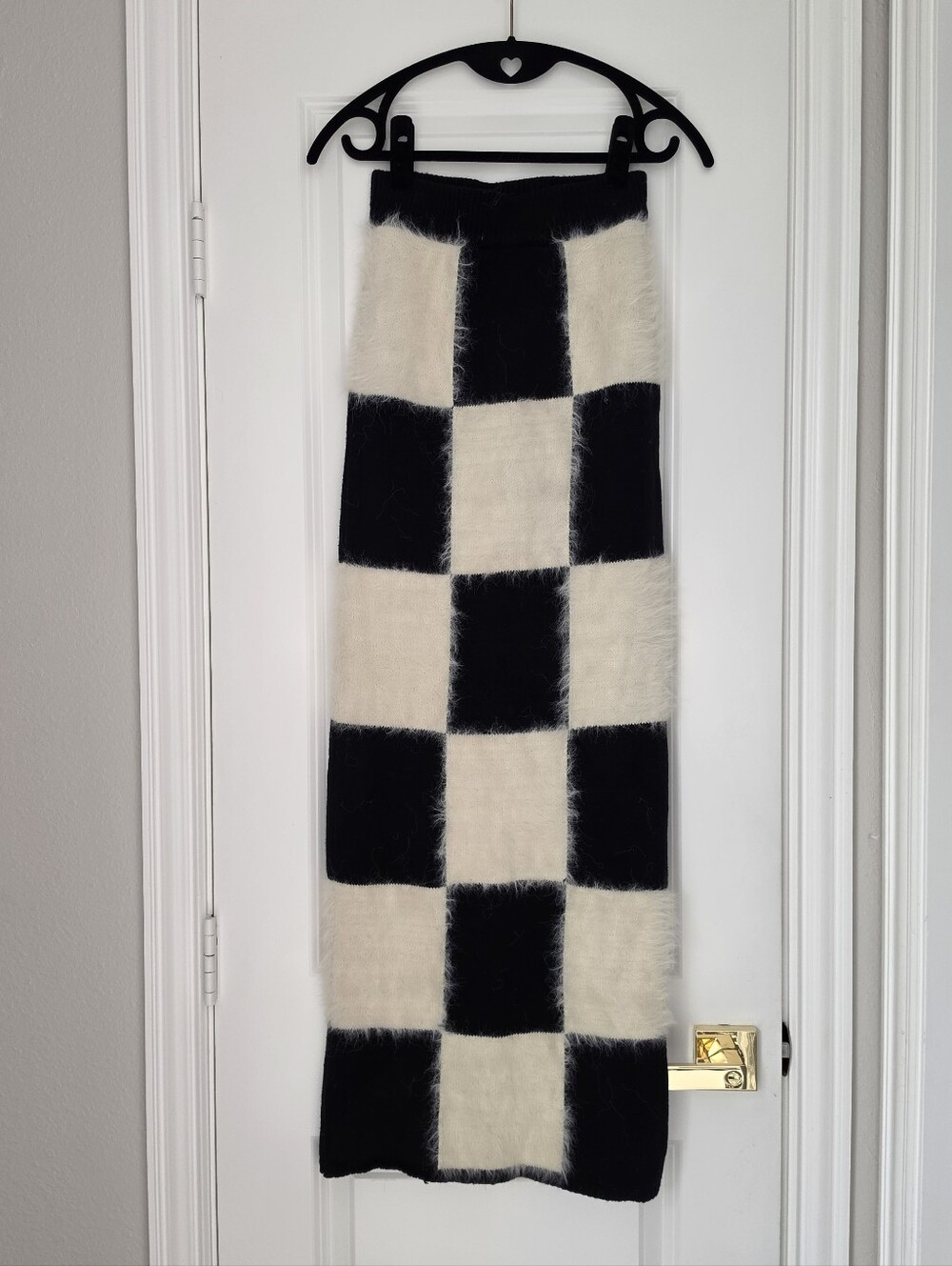 Urban Outfitters Black & Cream Checkerboard Pencil Skirt